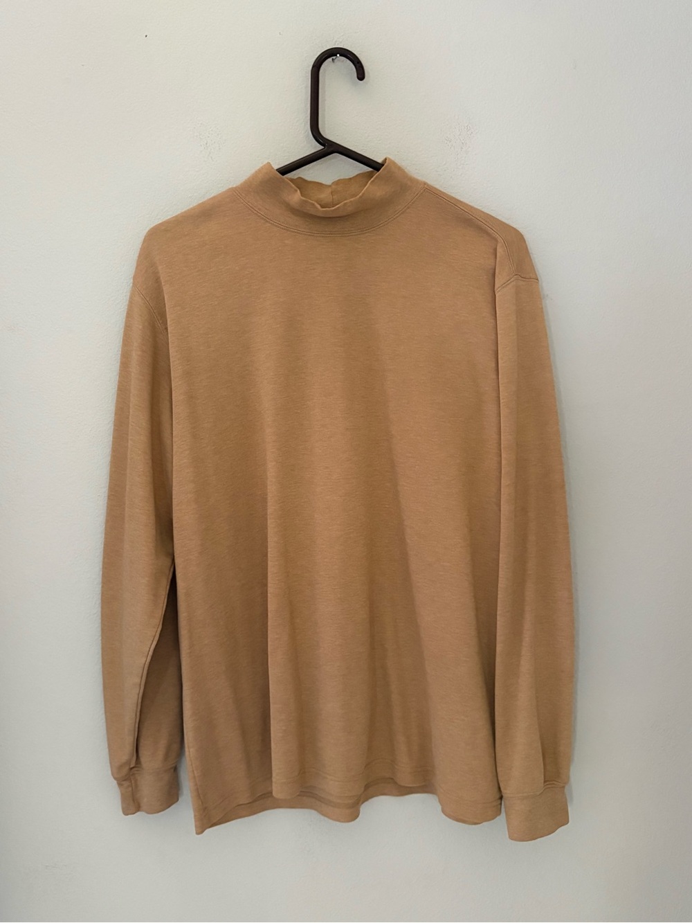 Lands' End Camel Men’s Mock Neck Turtleneck Long Sleeve Top L #Minimalist